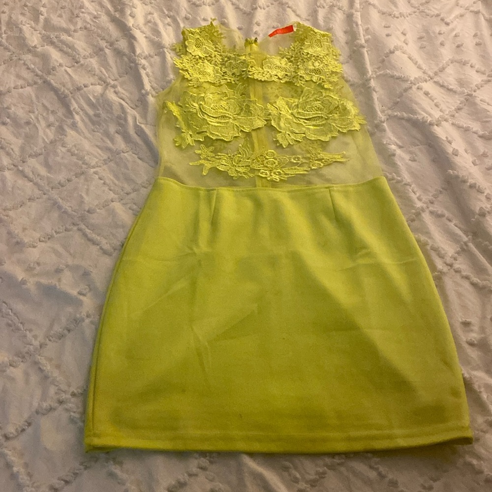 Neon yellow dress . SHOWSTOPPER !